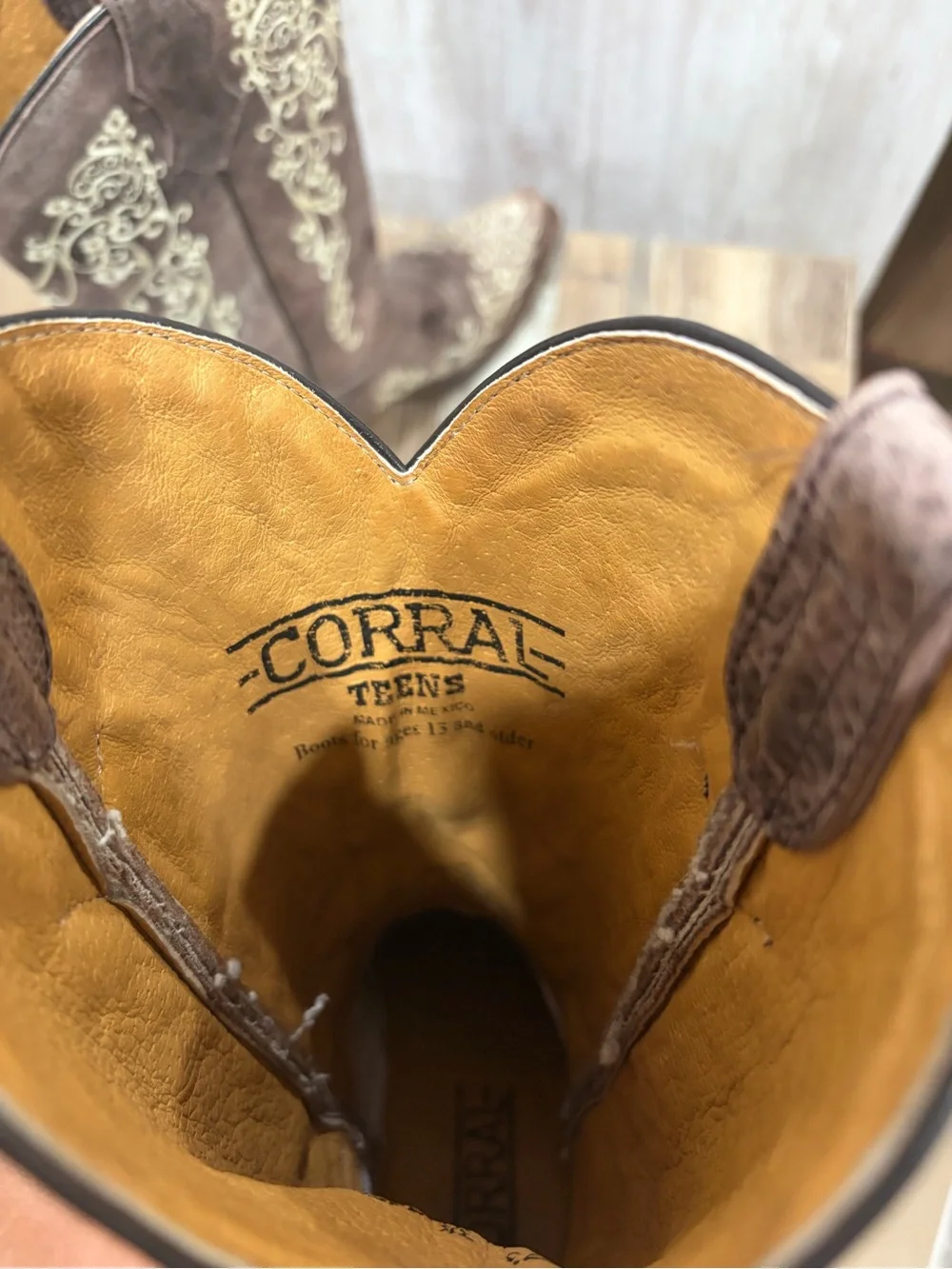 Corral Brown Western Embroidered Kids' Cowboy Boots